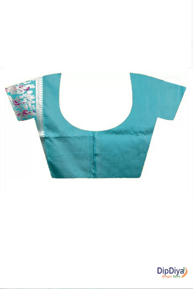 Violet Green Cotton Silk Parza Baluchari Saree (586)